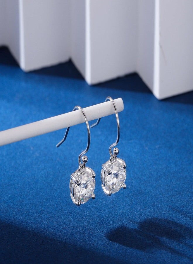 MOOSEA 2ct Round Moissanite Earrings for Women, 925 Sterling Silver Moissanite Hook Earring for Women, Dangle Earring, Anniversary Birthday Gifts for Wife Mom Girlfriend Jewelry Gifts Bridal Earrings - Image 2